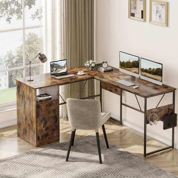 Wayfair l shaped desk deals with drawers